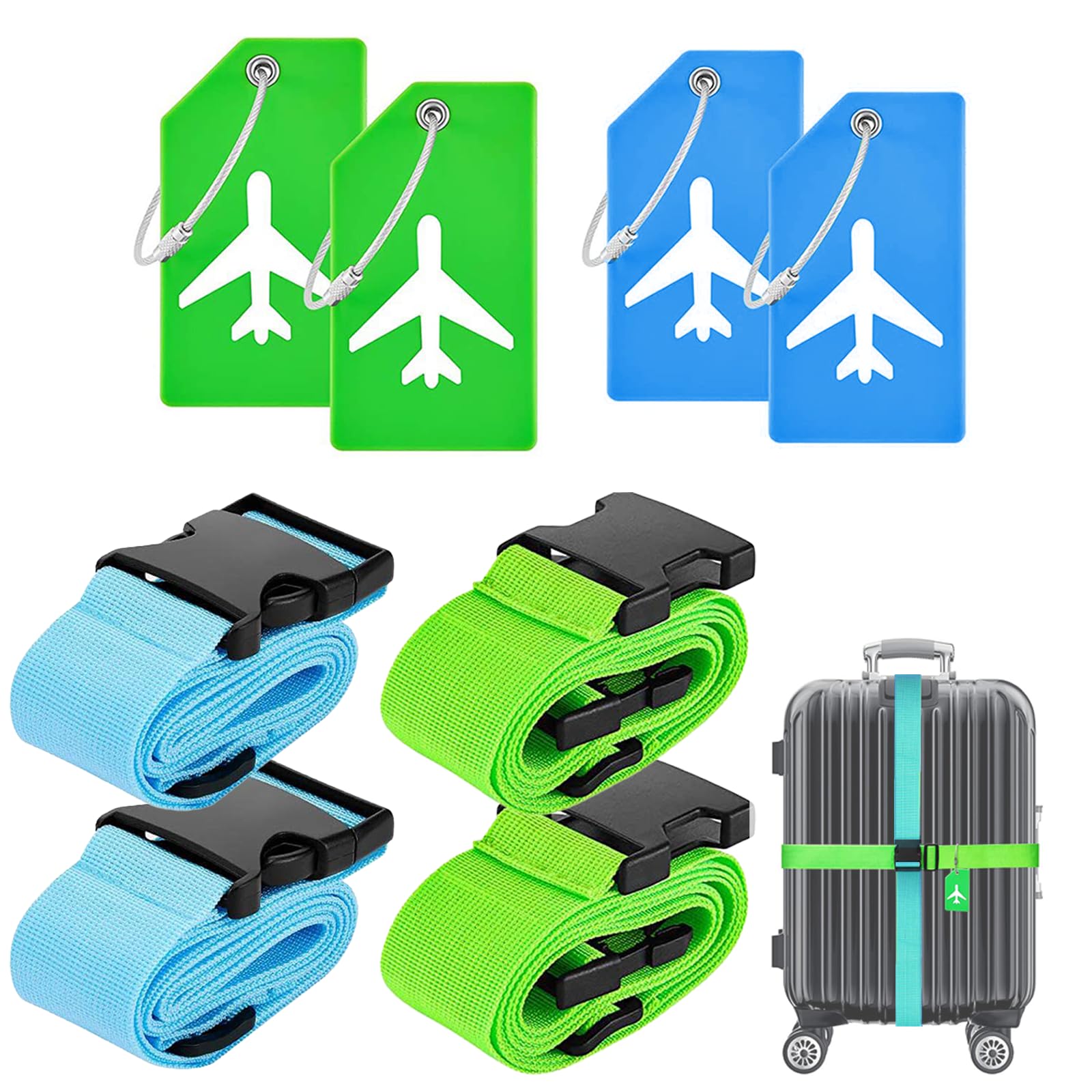 2 Pièces Sangles Valise, Bagage Réglable avec Boucle Ceinture 2 Pièces Sangles Valise, Bagage Réglable avec Boucle Ceinture