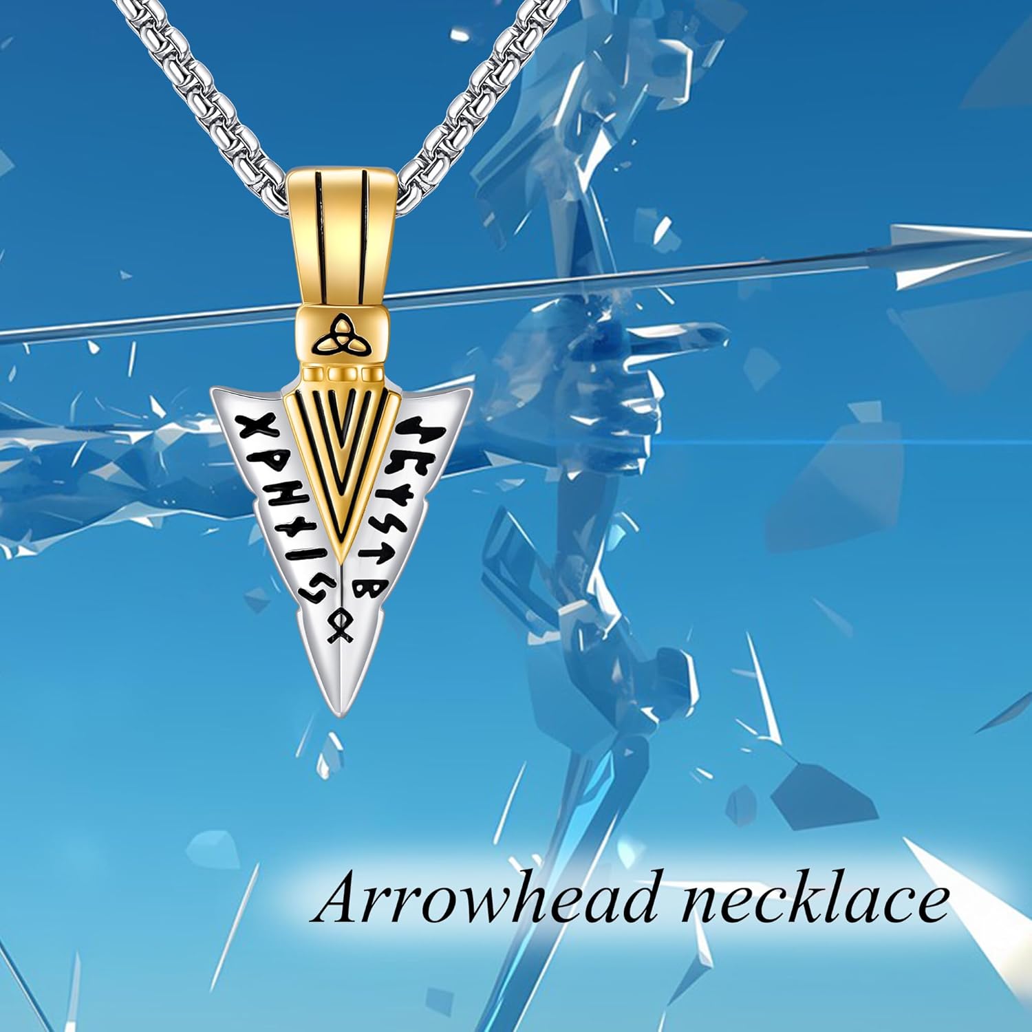 Viking Necklace Sterling Silver Wolf Tooth/Arrowhead/Mobius Rune Pendant Necklace Viking Jewelry for Men