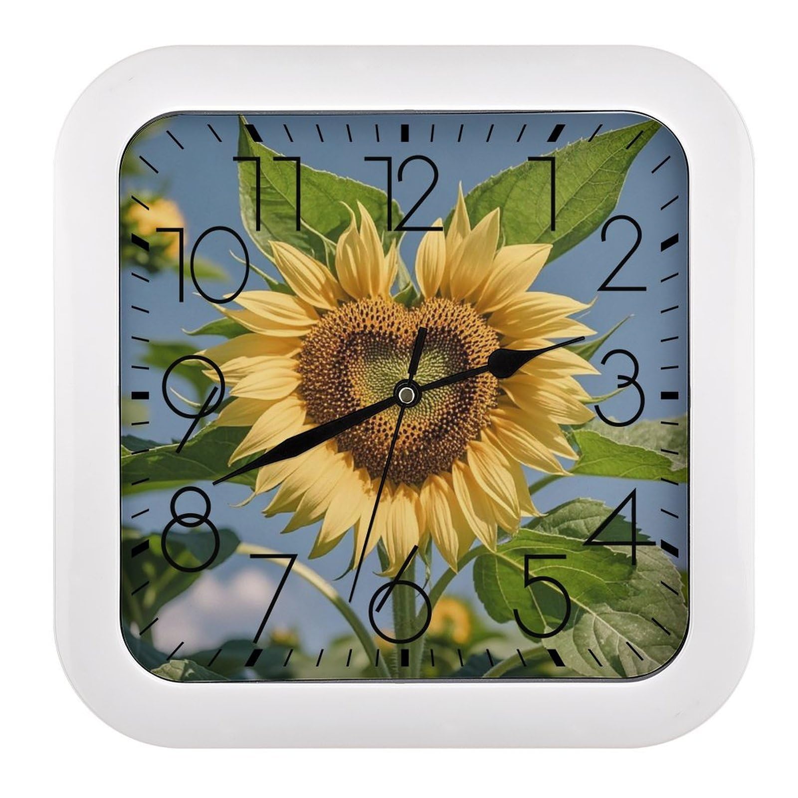 LZQPOEAS Heart Shaped Sunflower Wall Clock Fashionable Versatile Silent Wall Clock Simple Elegant Non Ticking Analog Clocks Easy to Install Square Modern Clocks for Home Decoration