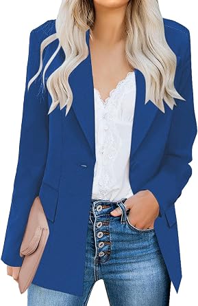 luvamia Womens Casual Long Sleeve Lapel Button Slim Work Office Blazer Jacket