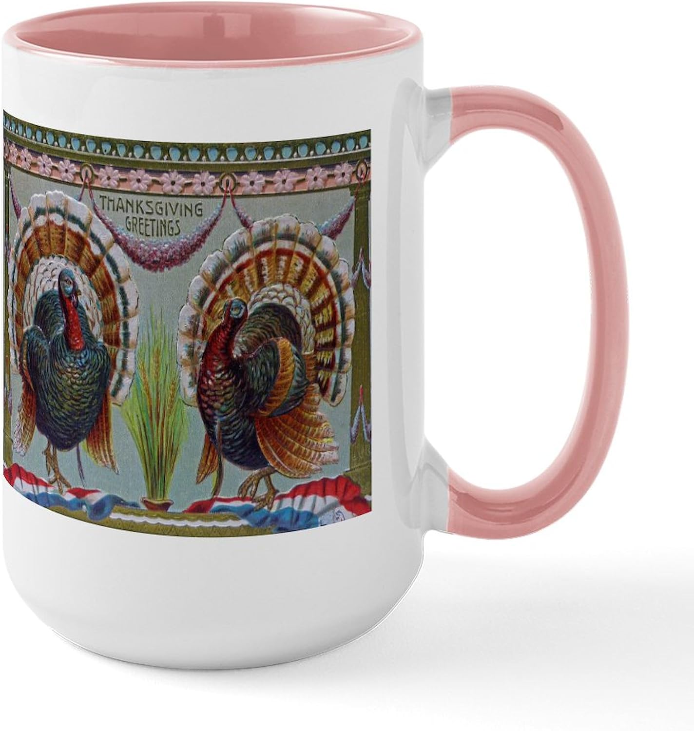 CafePress Thanksgiving Greetings 1906 Mugs 15 oz (444 ml) Ceramic Coffee Mug