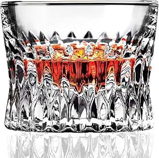 Askcraok Whiskey Glass Set of 2 Old Fashioned Glasses 3.7 oz for Vodka,Cocktail,Bourbon,Cognac,Rum, Holiday Gifts Transparent 2PCS