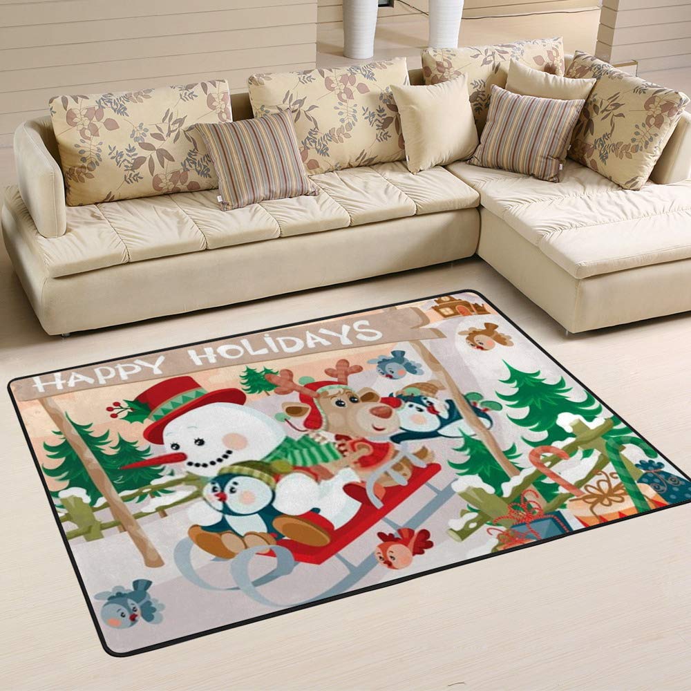 Tapis de sol bonhomme de neige 60 x 39 inch pour réchauffer le salon en hiver
