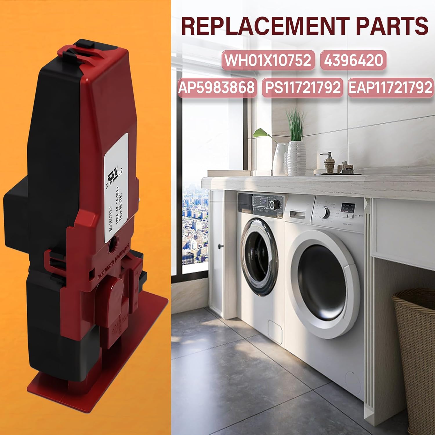 WH01X23494 Washer Door Lock Latch Replacement Parts Fit GE, Replaceable WH01X10752 4396420 AP5983868 PS11721792 EAP11721792