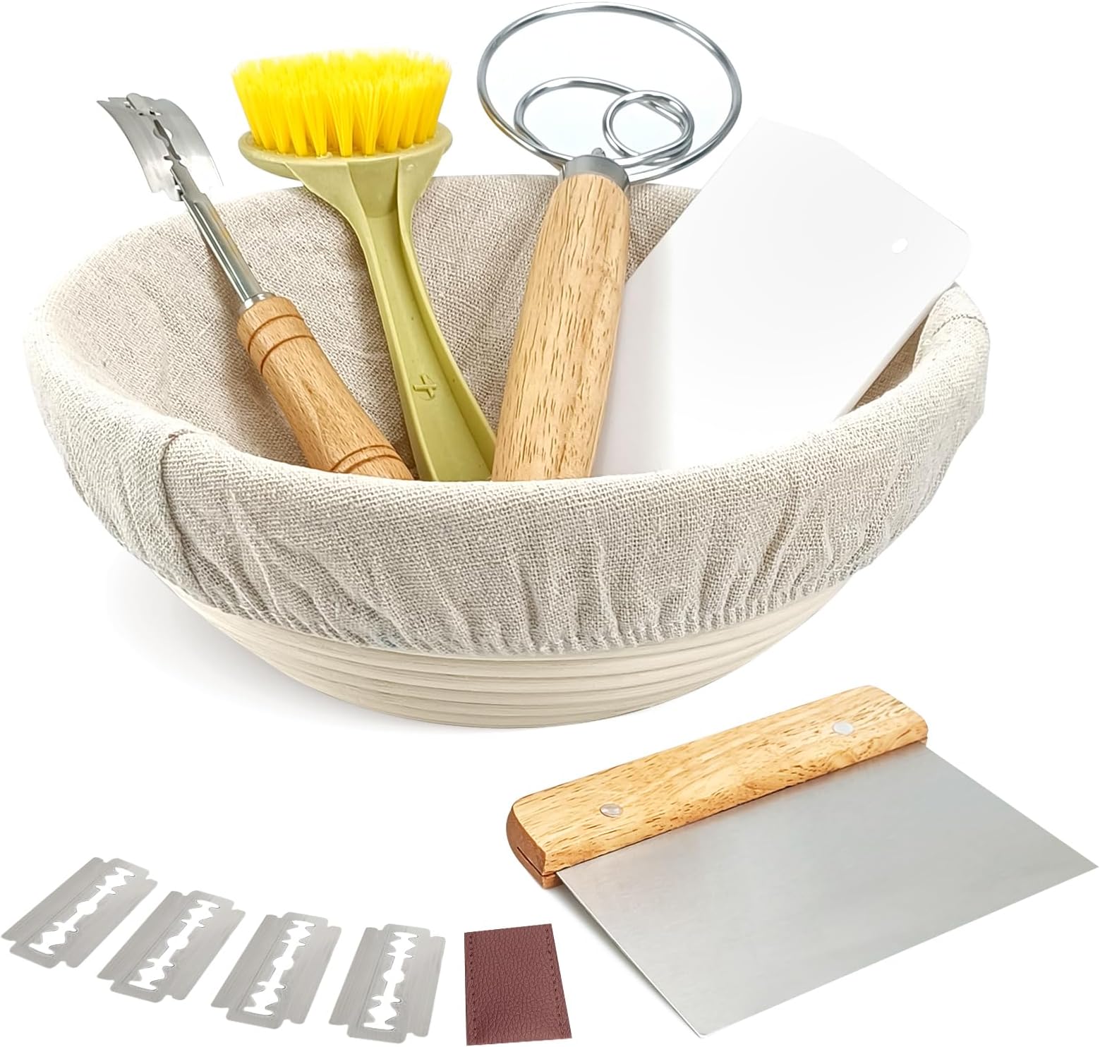 Proofing Baskets for Bread Baking, Round 9” Sourdough Starter Kit, Bannetons Bread Proofing Baskets, Sourdough Bread Baking Supplies