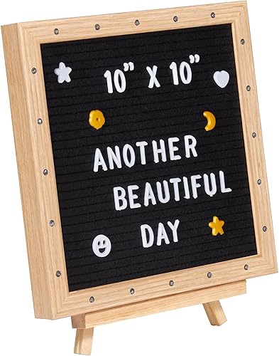 Miniatura 10 de VEVOR Tablero de letras de fieltro negro, tablero de mensajes de fieltro de 10 x 10 pulgadas, tableros de letreros intercambiables con 510 letras,