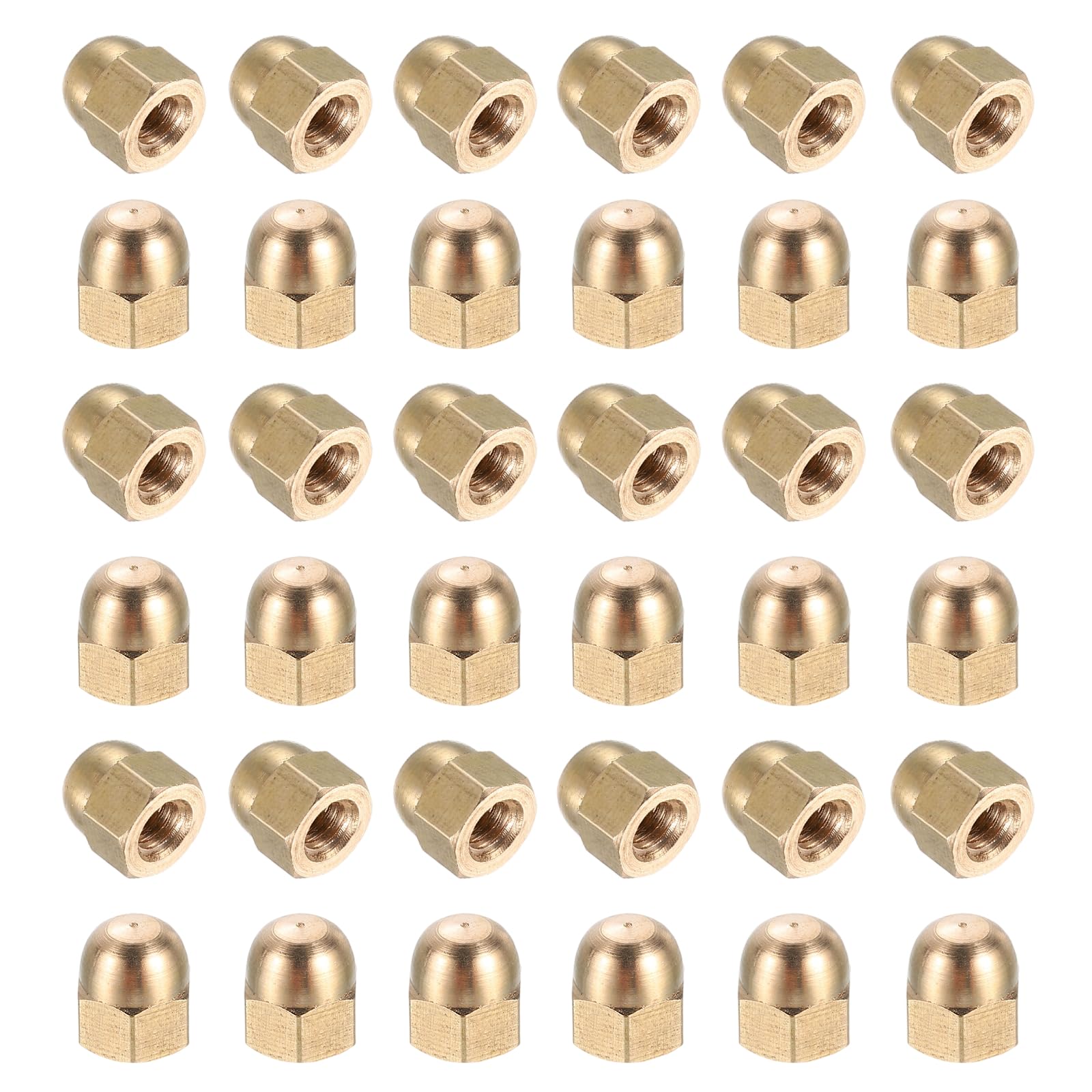 sourcing map Acorn Hex Cap Nuts, M4x0.7mm Brass Dome Head Hex Decorative Cap Nuts for Screws Bolts Industrial Mechanical Electrical Equipment Repair Hardware(Gold Tone, Pack of 36)