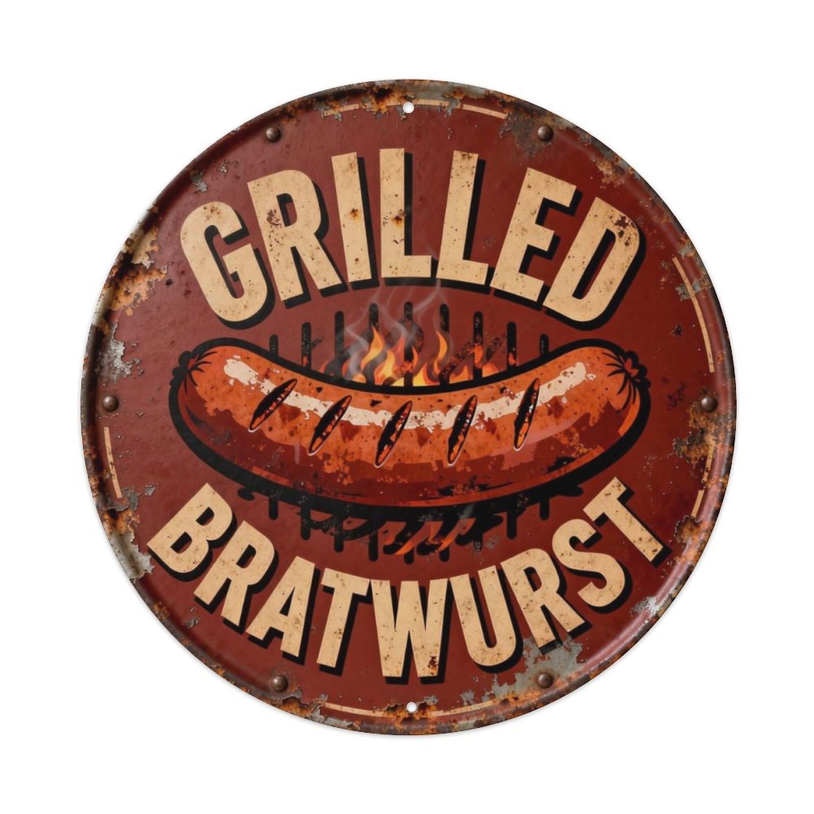 Grilled Bratwurst Metal Tin Sign Plaque