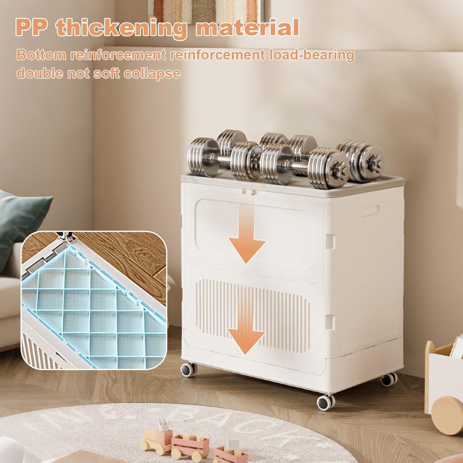 Garvee Cesta grande plegable para la ropa sucia de 123 litros con tapa y ruedas bloqueables, cesta de plástico para ropa sucia sin instalación, contenedor de almacenamiento rodante para el hogar