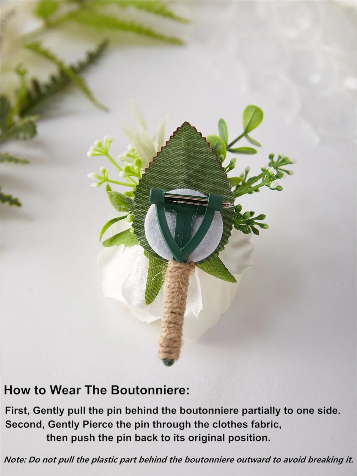 Ansteckblume 6 Stücke Weiß Ros Elfenbein Männer Boutonniere for Hochzeit Blumen Zubehör Prom Anzug Dekorationen Blume(6Pcs Wrist Corsage)