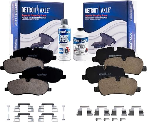 Detroit Axle - Pastillas de freno para Land Rover Range Rover Sport LR3 2006-2009 pastillas de freno de cerámica delanteras y traseras con repuesto