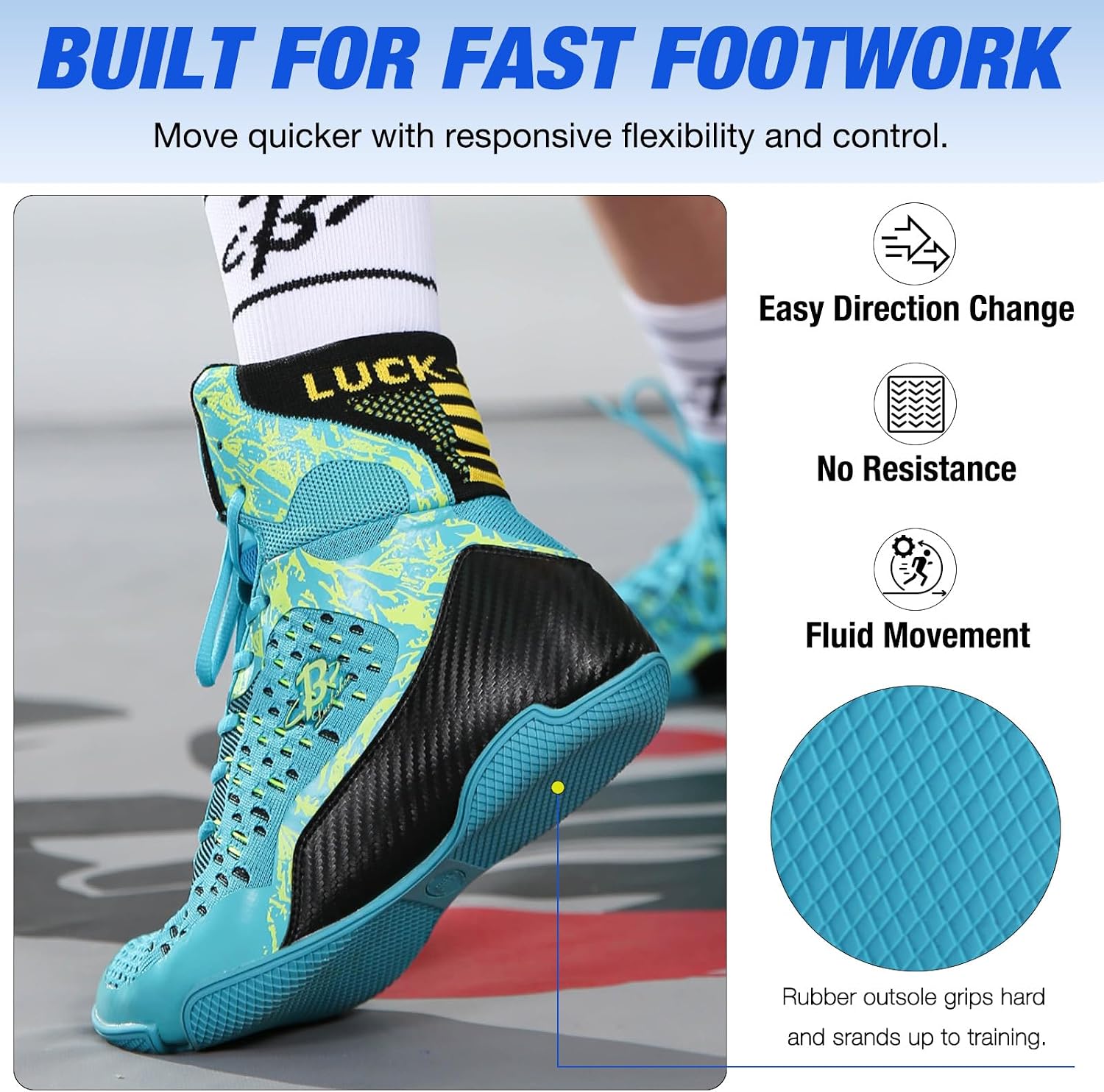 Mens Boxing Shoes High Top Lightweight Breathable Boxing Boots with Ankle Support for Training and Sparring LS198