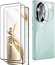 Rojeuinn Screen Protector for Honor 200 Pro 5G, [2 Pack] Tempered Glass and [2 Pack] Camera Lens Protector, HD Full Coverage, 9H Hardness, Anti-Scratch Anti-Fingerprint.