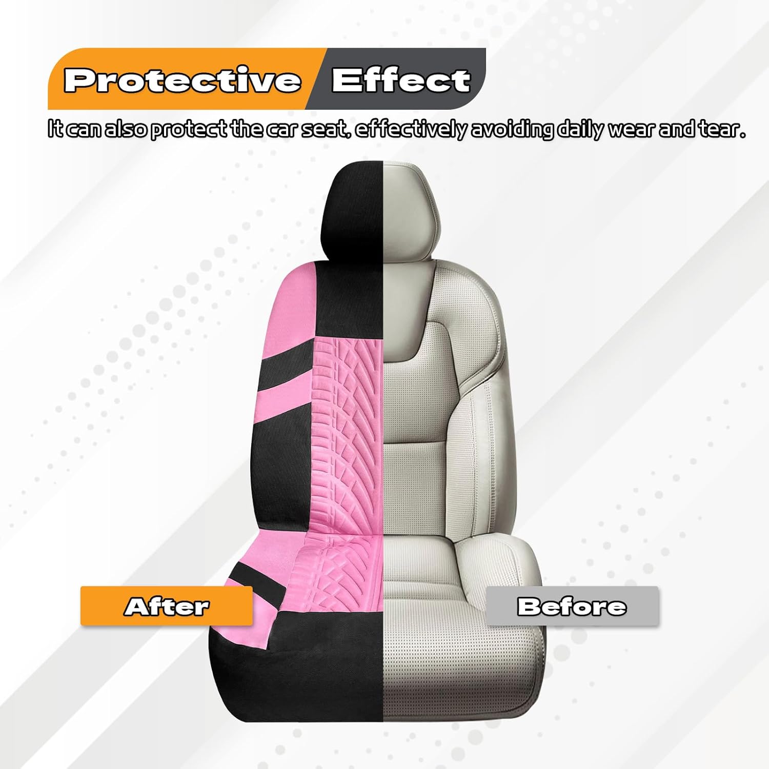 2PCS Car Front Seat Cover with 2 Headrest Covers, Breathable Waterproof Seat Covers for Front Seats, Universal Seats Cover Protector Car Accessories for Most Vehicles (Pink)