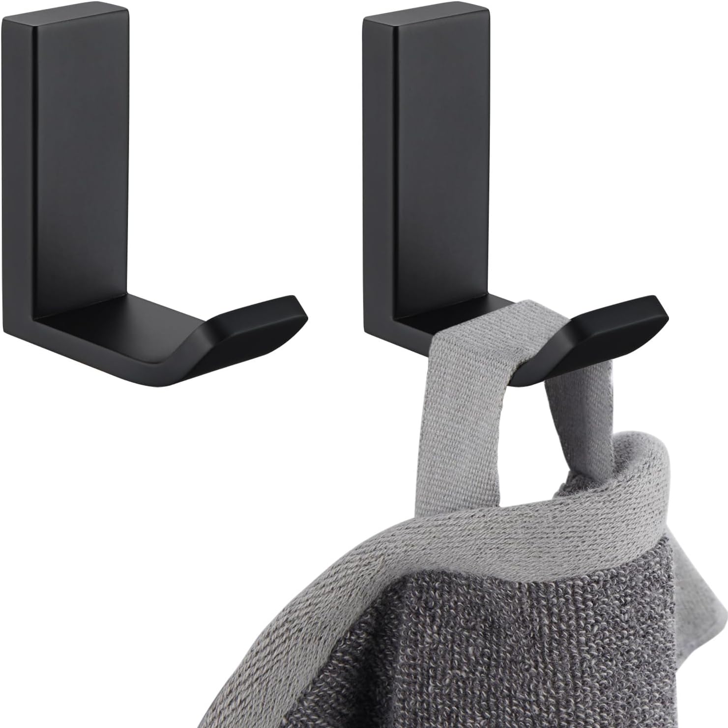 APLusee Matte Black Bath Robe Hooks, 2 Pack, Rustproof 304 Stainless Steel
