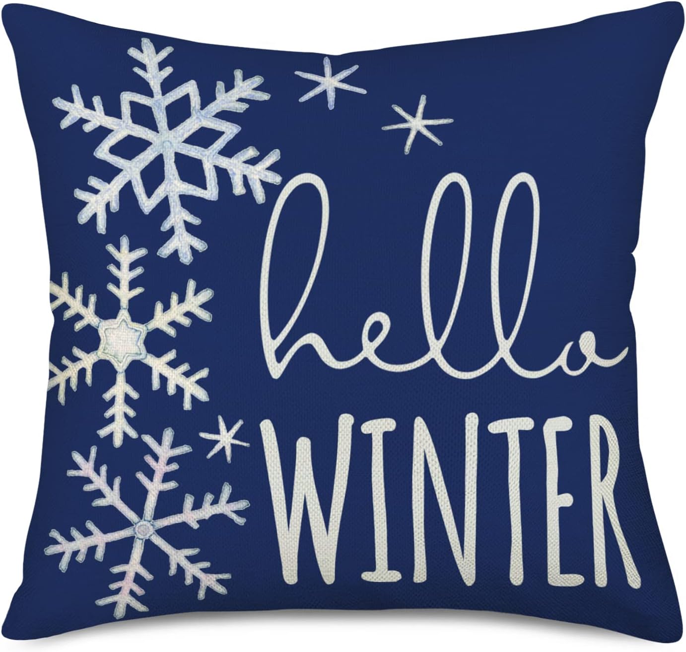 Easternproject Hello Winter Throw Pillow Cover 18x18 Blue