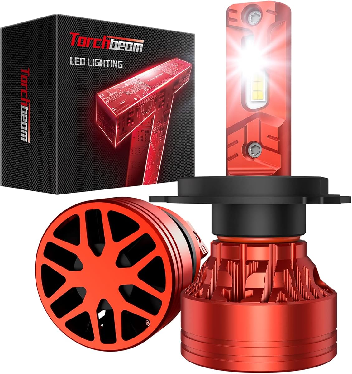 Torchbeam H4 LED Fog Bulbs, 60000LM 900% Super Bright 6000K Cool White 9003 HB2 Bulb Light, IP68 Waterproof, Plug and Play, Pack of 2