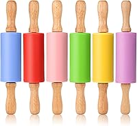 Vista 12 de Mini Rodillo de Silicona para Niños, Superficie Antiadherente Mango de Madera, 9 Pulgadas Paquete de 2