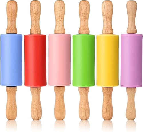 Miniatura 11 de Mini Rodillo de Silicona para Niños, Superficie Antiadherente Mango de Madera, 9 Pulgadas Paquete de 2 Paquete de 10 varios colores diferentes