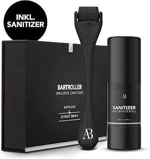 Anthony Brown® Bartroller 0,5 mm Dermaroller Set mit Reinigungsspray, Microneedling Roller für Bartp...
