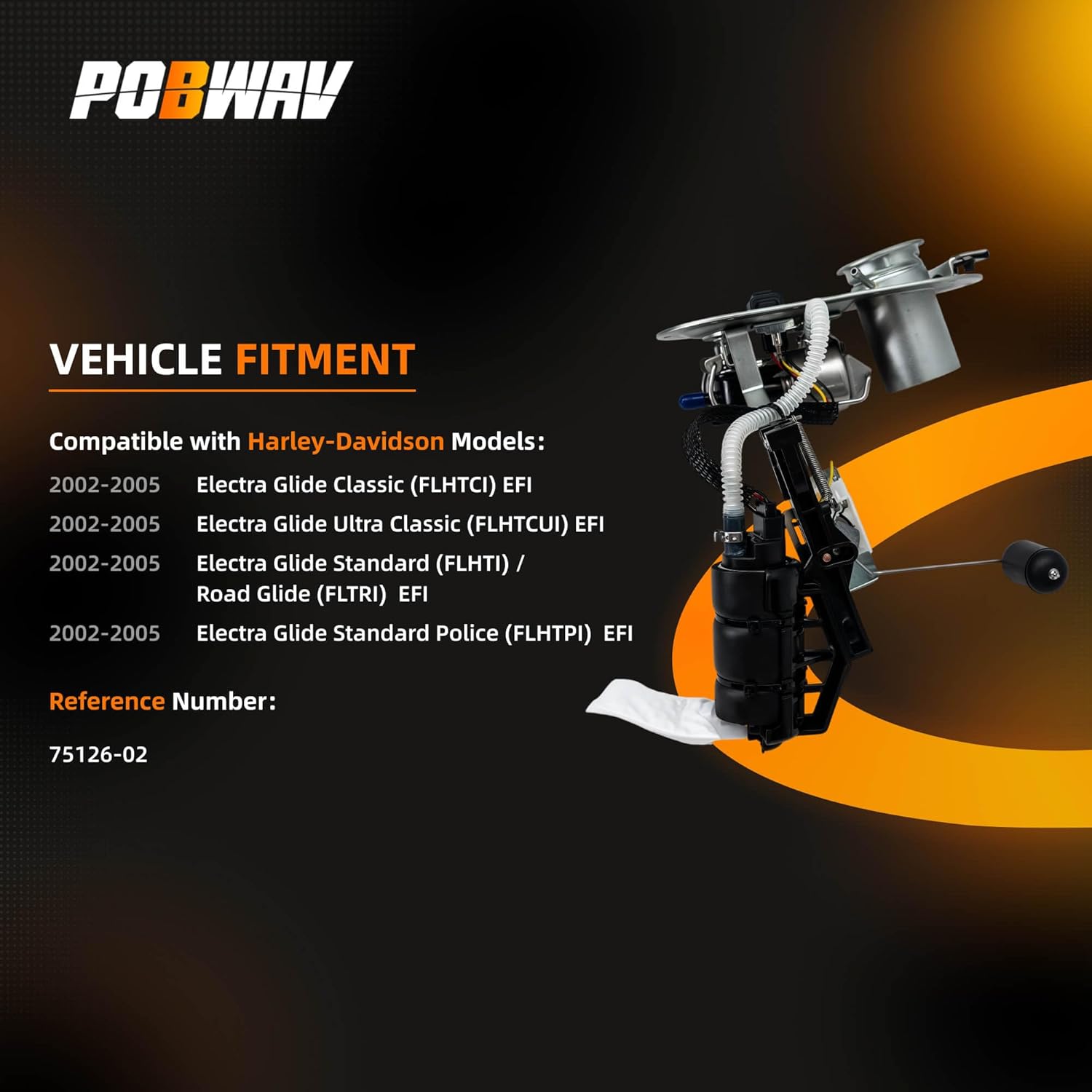 75126-02C Fuel Pump Assembly Compatible with 2002-2005 Harley-Davidson Electra Glide Models, Road Glide, Road King, Ultra Classic EFI