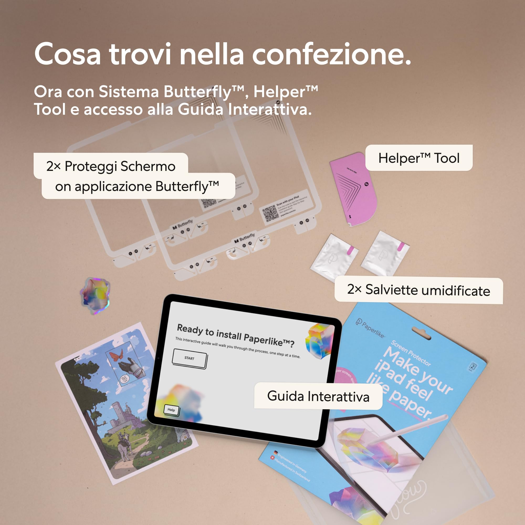 Paperlike® 3 Proteggi Schermo per iPad Air 13 pollici M4 M3 M2 & iPad Pro 13 pollici M5 M4 – Vera Sensazione Carta, Installazione Anti-bolle, Protegge Punta Pencil