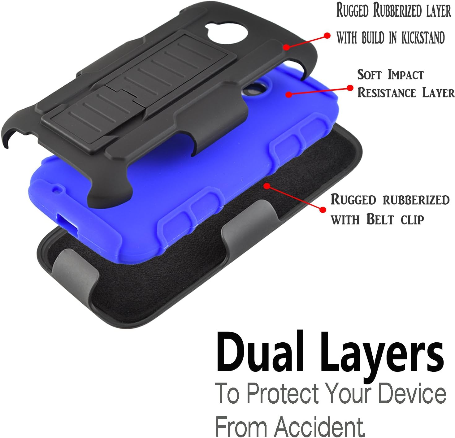 Moto E Case, (2015 2ND GEN), Motorola Moto E Case, Starshop[Heavy Duty] Dual Layers with Kickstand and Locking Belt Clip with Screen Protector Blue