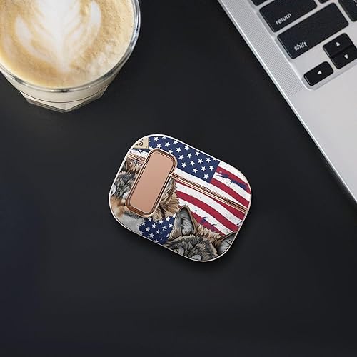 Miniatura 7 de Headphone Cover Compatible with Airpods Pro 2 Case Vintage American Flag Wolf, Plastic, with Lock, Shockproof Protective