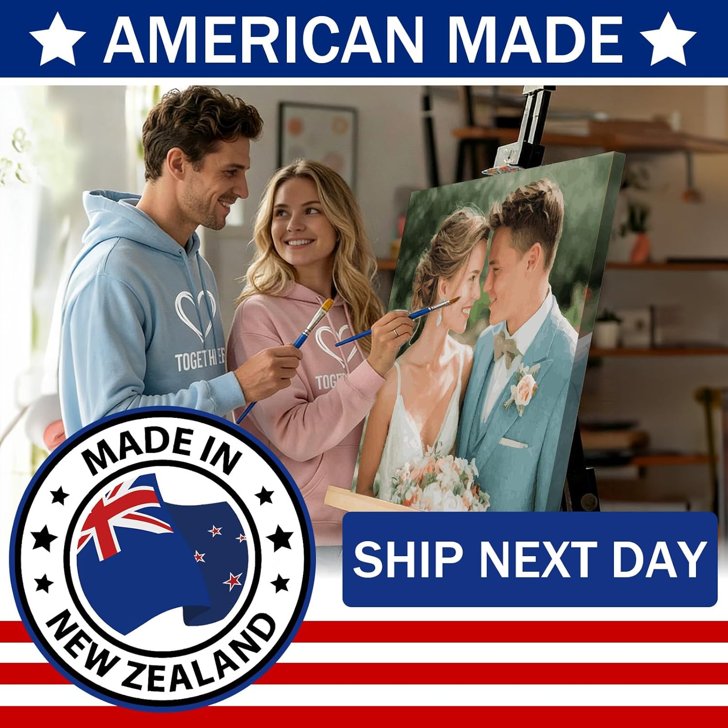 Custom Paint by Numbers Kit for Adults Beginners Personalized Photo Paint by Number Canvas with Acrylic Paints DIY Oil Painting Gift for Valentine’s Day Birthday Couple Family Pets Baby (24''x24'')