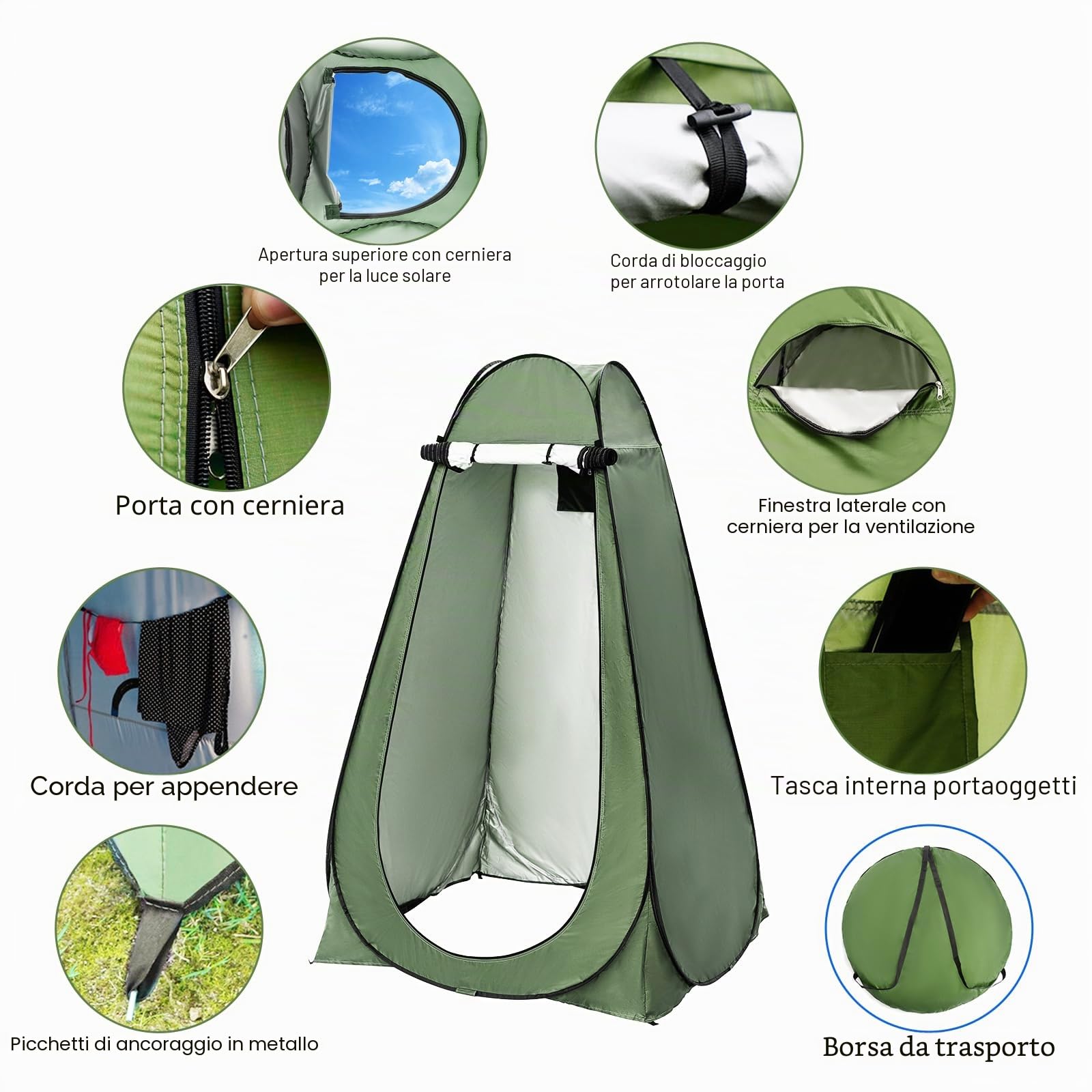 Tenda pop-up con protezione per la privacy, da campeggio, per la privacy, per esterni, campeggio, roulotte, picnic, doccia, pesca, verde