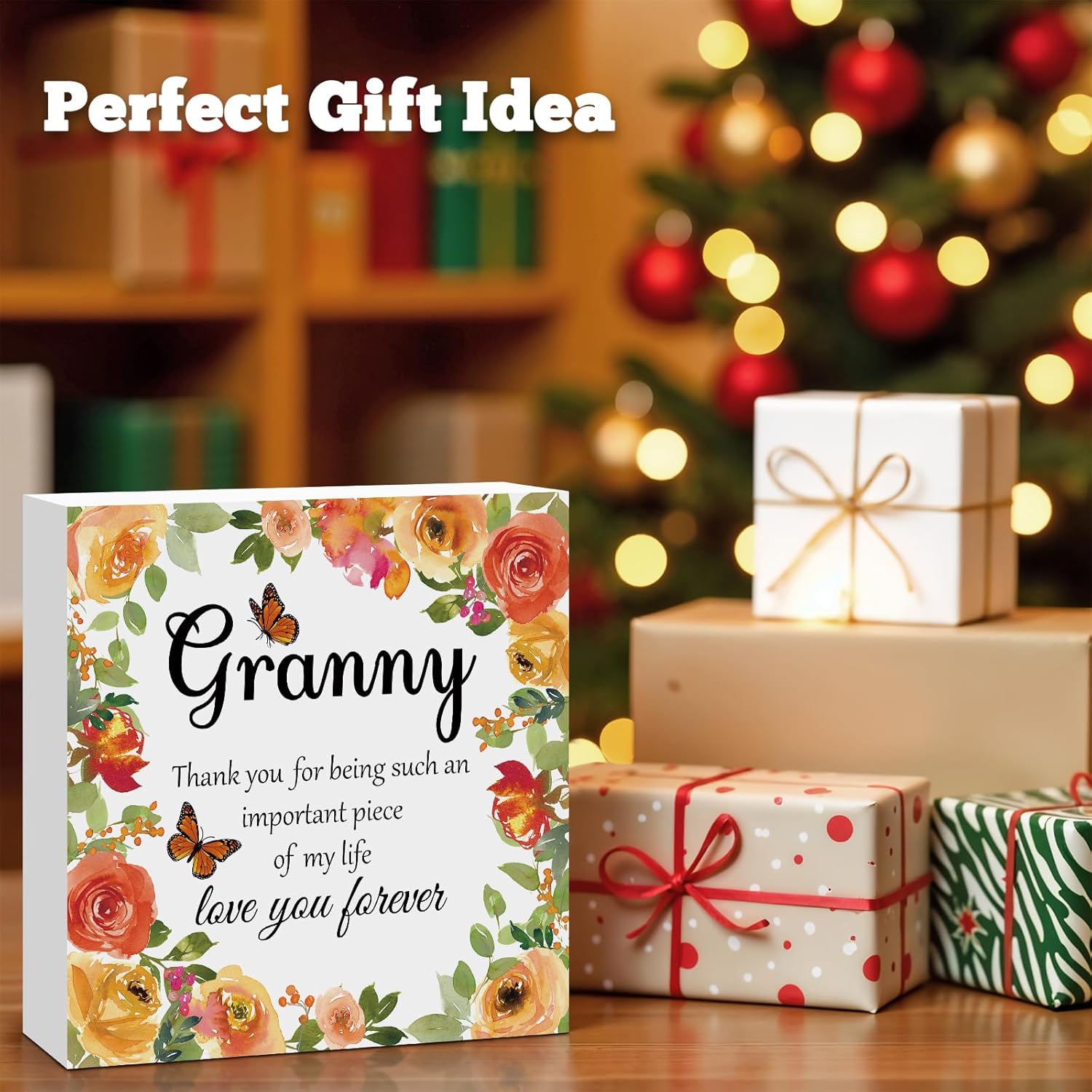Gifts for Granny Birthday Gifts for Granny from Grandkids Engraved Wooden Block Sign Desk Table Decor Sign for Granny Thanksgiving Christmas Mothers Day Gifts for Granny Grandma - Image 7