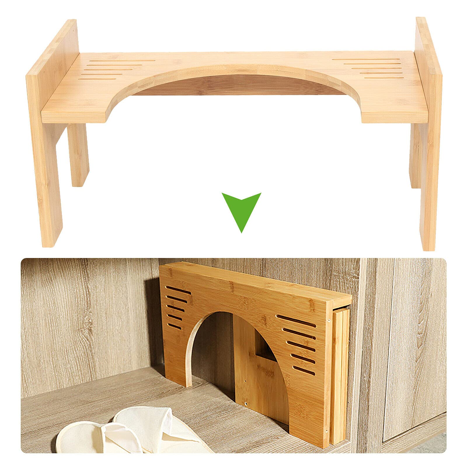 Taboret toaletowy z bambusa, podnóżek dla dzieci, pomoc w toalecie, regulacja wysokości 17-22 cm, antypoślizgowy podnóżek WC
