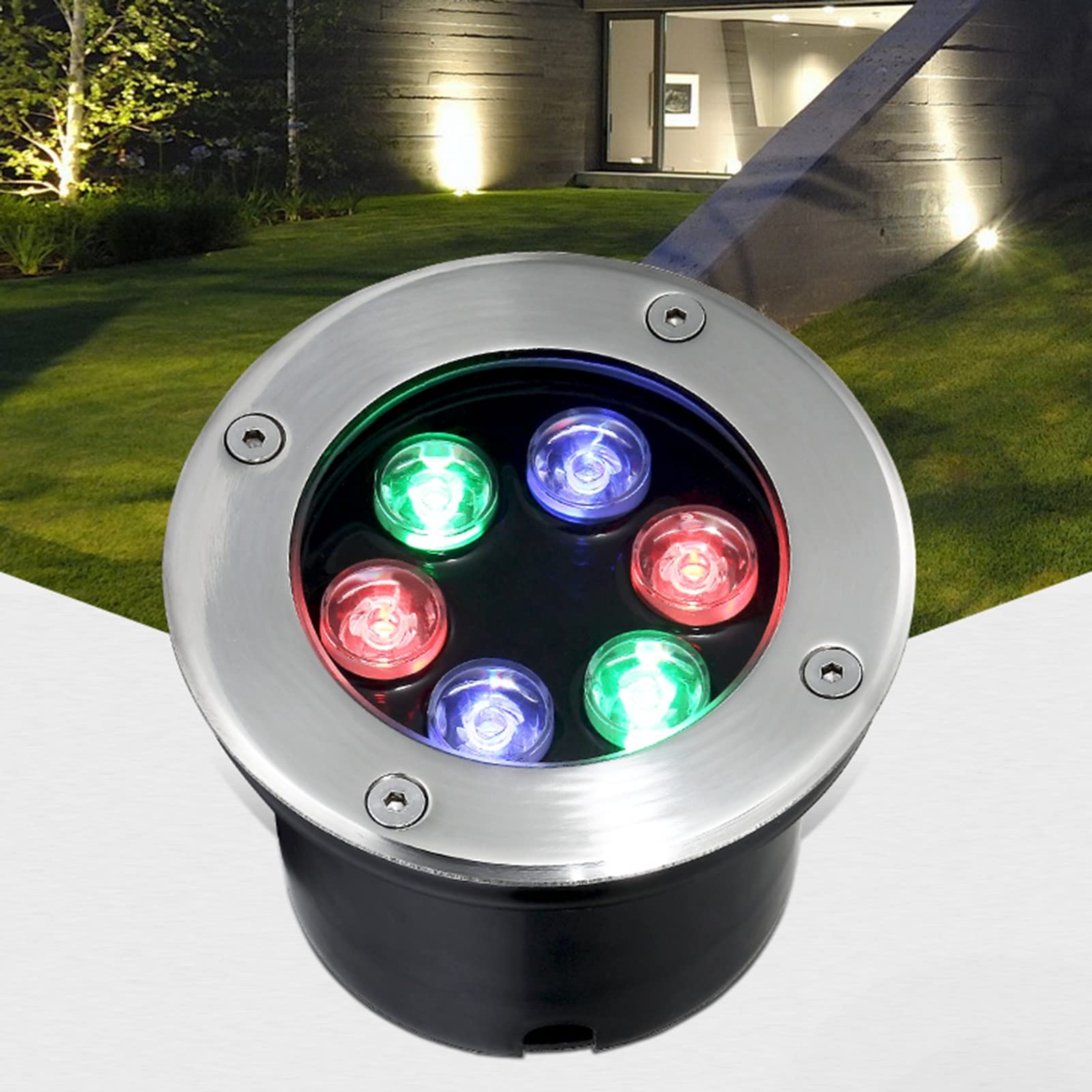 Lampa ogrodowa LED RGB LED do użytku na zewnątrz – IP65 wodoszczelna lampa ziemna do wjazdu, ogrodu, ścieżek i tarasów – idealna do dekoracji na zewnątrz i nastrojowej atmosfery
