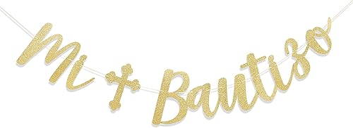 Cartel Mi Bautizo – Cartel de «God Bless, Baptism & First Comunion Banner para niñas y niños, decoración de baby shower