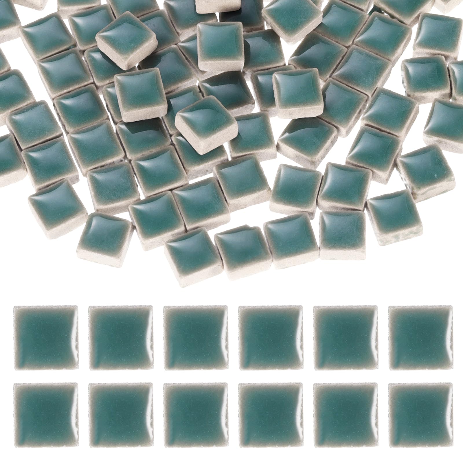 sourcing map 9mm Square Mosaic Tiles 300g Ceramic Bright Green