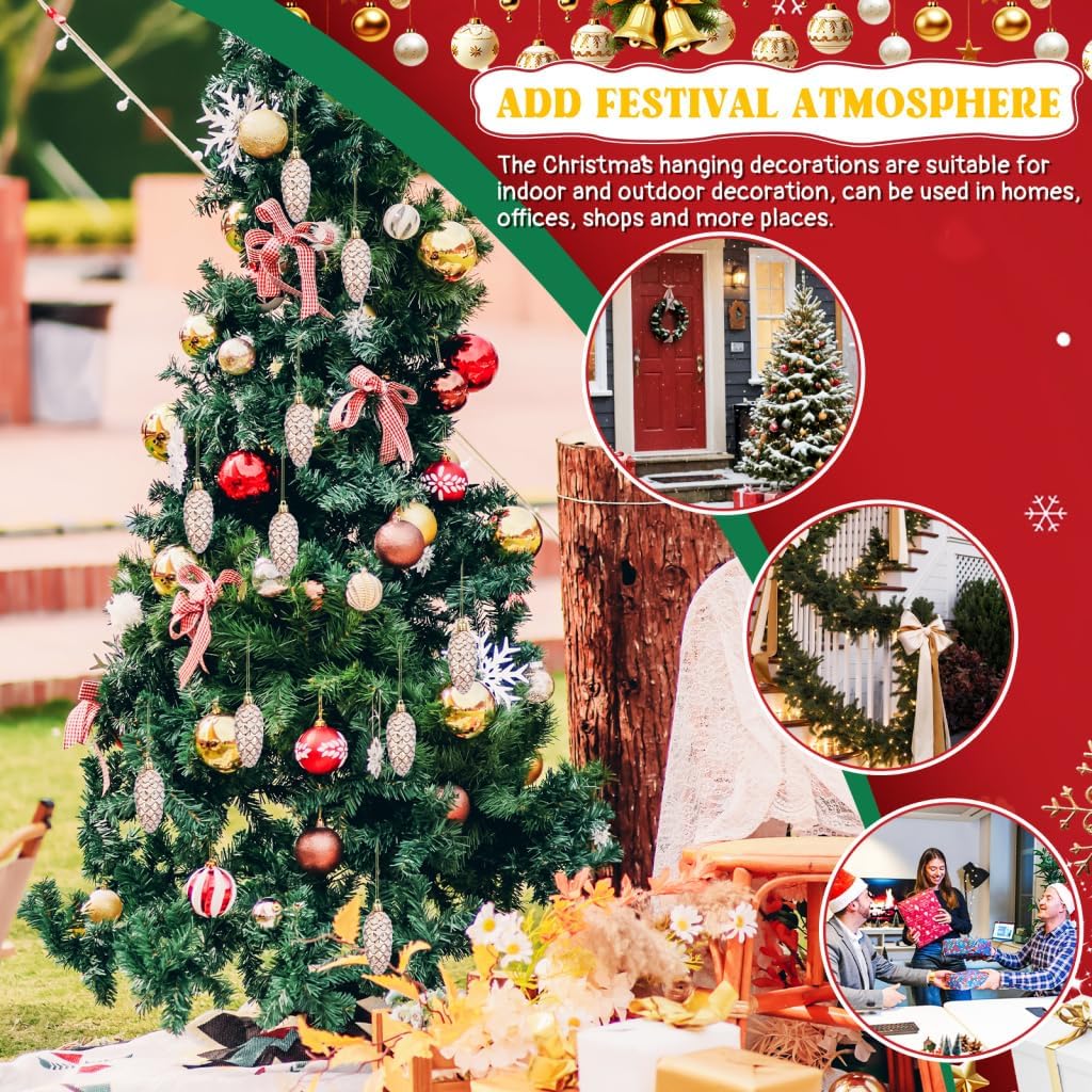 NOLITOY 10Pcs Christmas Pinecone Ornaments: Hanging Pine Cone for DIY Crafts Christmas Tree Wreath Garland - Xmas Party Pendant Charms Indoor Outdoor - Image 7