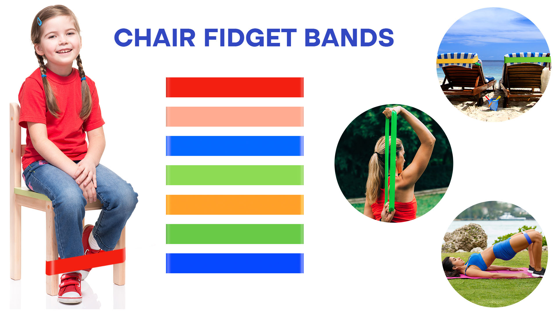 6 Stück Fidget-Stuhlbänder Für Kinder – Dehnbar, Aus Latex, Hilft Bei Konzentration & Unruhe (ADHS, Autismus)