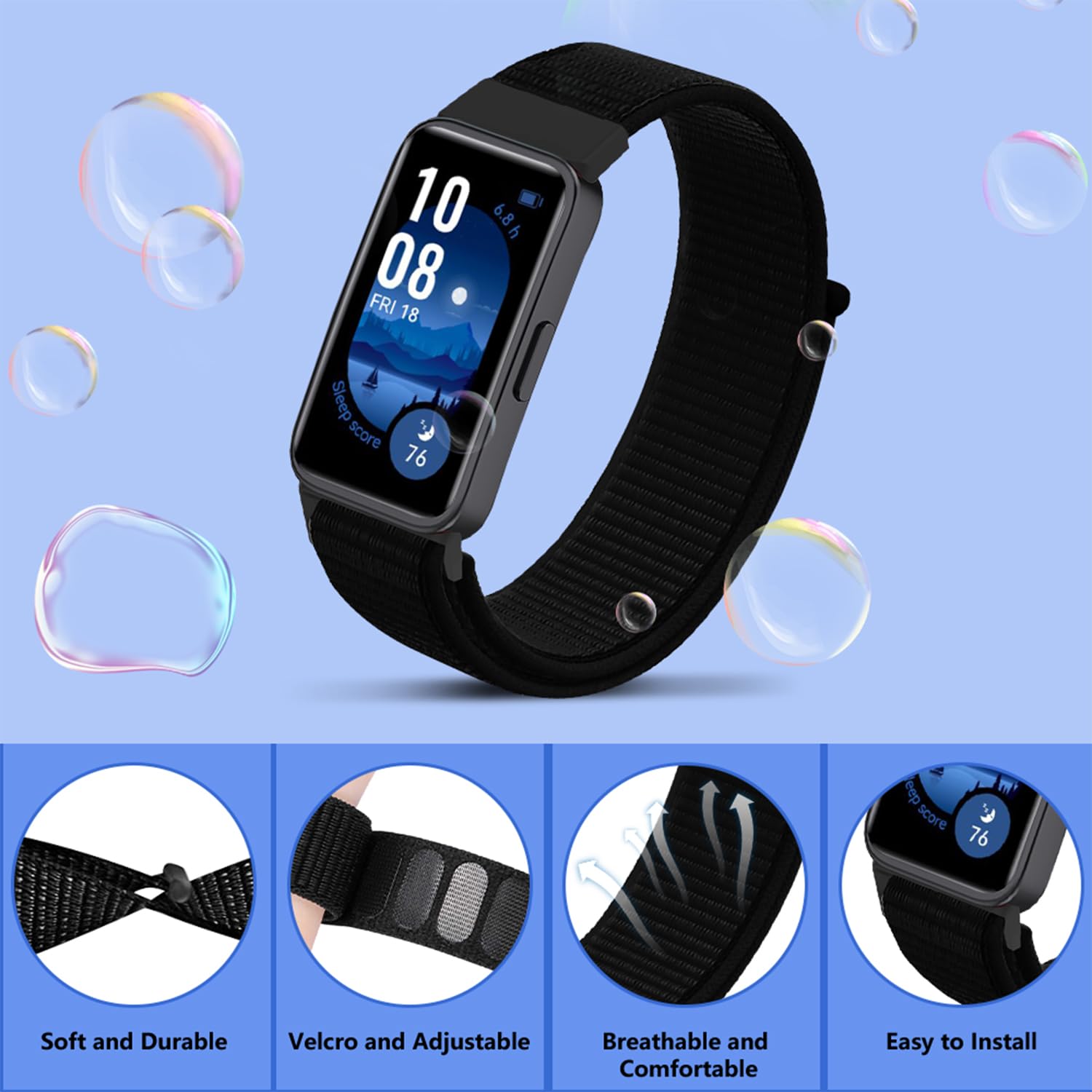 CHULN 5 Pezzis Cinturino Compatibile con Huawei Band 9/Huawei Band 8, Regolabile Sportivo Silicone Impermeabile Bracciale per Huawei Band 9/8. (No host