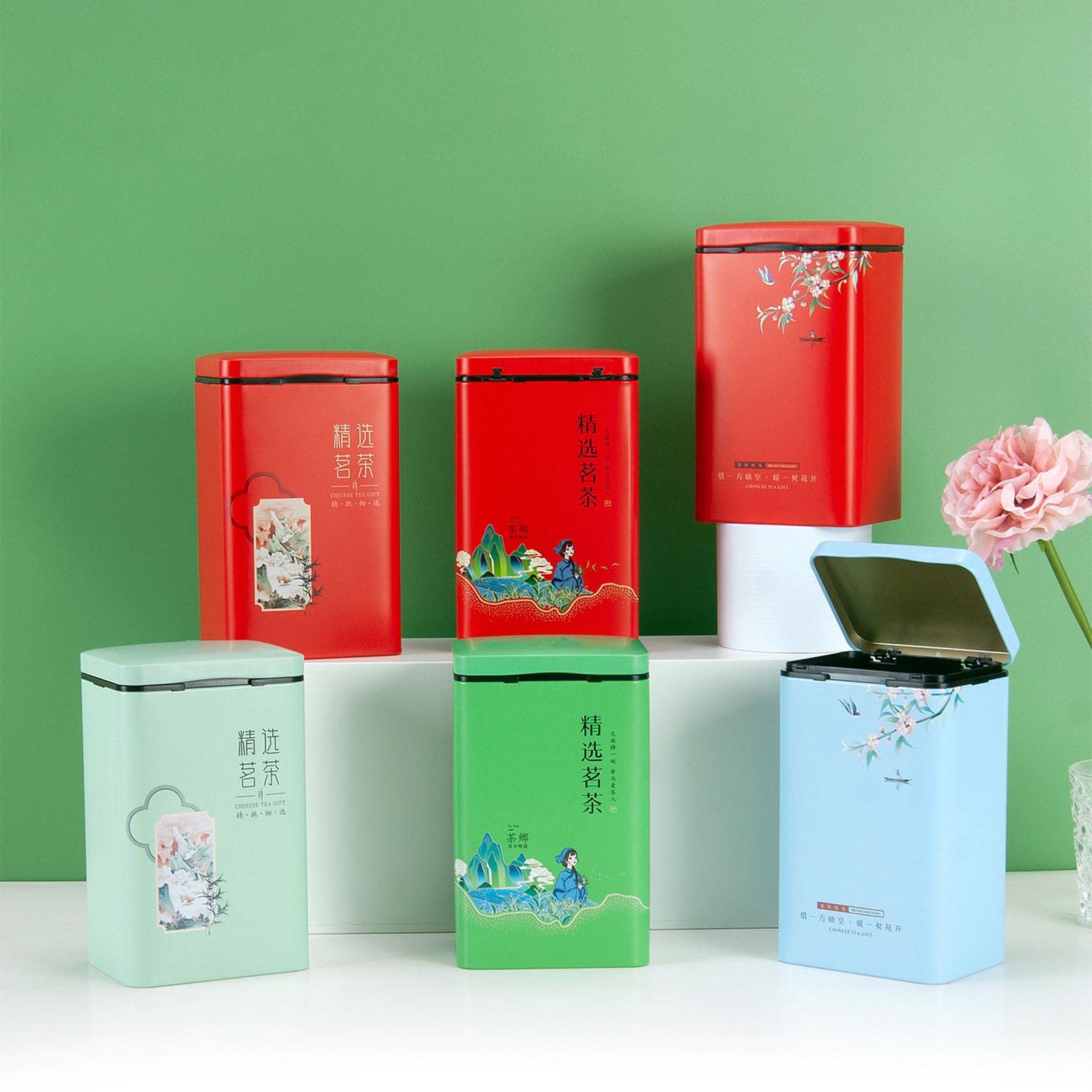 Tea Airtight Container Japanese Exquisite Tinplate Storage For Tea Packaging White Tea Longjing Black Tea Tin