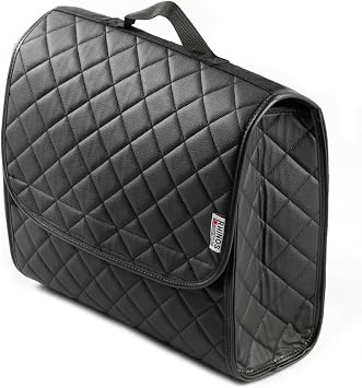rhinos autostyling COMPATIBLE WITH BMW Z4 E89 Convertible 2010-2016 - Boot Tidy Organiser Compact Storage Car Trunk Anti Slip Bag Leather Square Quilted Black - Gift Idea