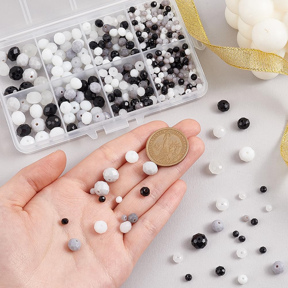 PH PandaHall 508pcs 4 Sizes Faceted Glass Crystal Rondelle Spacer Loose Craft Beads for DIY Jewelry Making - Image 3