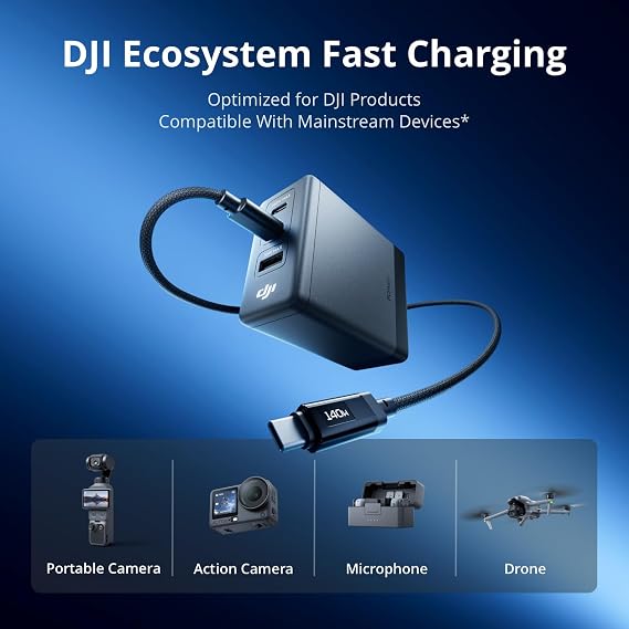 DJI Power 140W GaN Charging Combo, 7A Digital Display Cable (1 m) Included