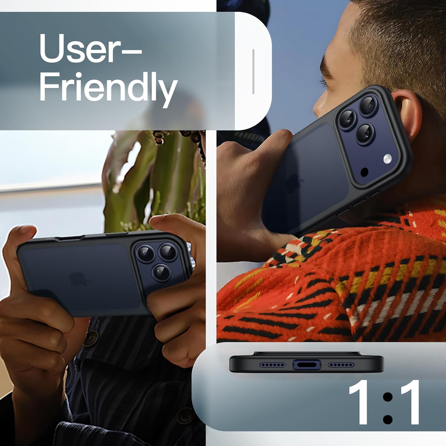 JETech Capa Fosca para iPhone 17 Pro Max 6,9 Polegadas, Proteção Contra Quedas de Nível Militar, Case Minimalista com Parte Traseira Translúcida Matte, Anti-Impressão Digital (Preto)