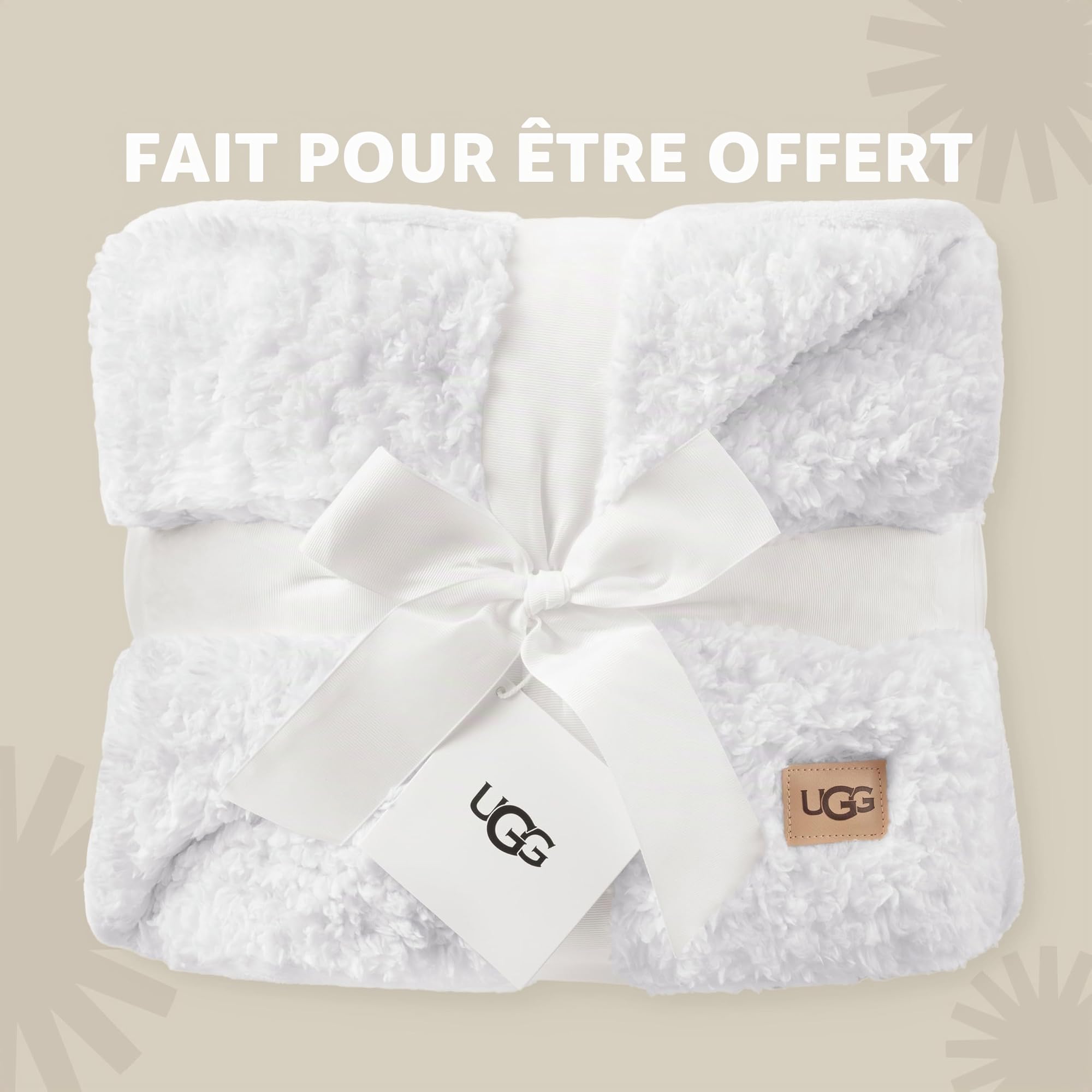 UGG Nita 35989 Nita Couverture Polaire épaisse et Douce réversible en Duvet Minky Couture Lavable en Machine pour canapé et lit, 127 x 178 cm, Neige