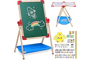 Art Easel for Kids Magnetic Wooden Double Sided Standing Toddlers Chalkboard