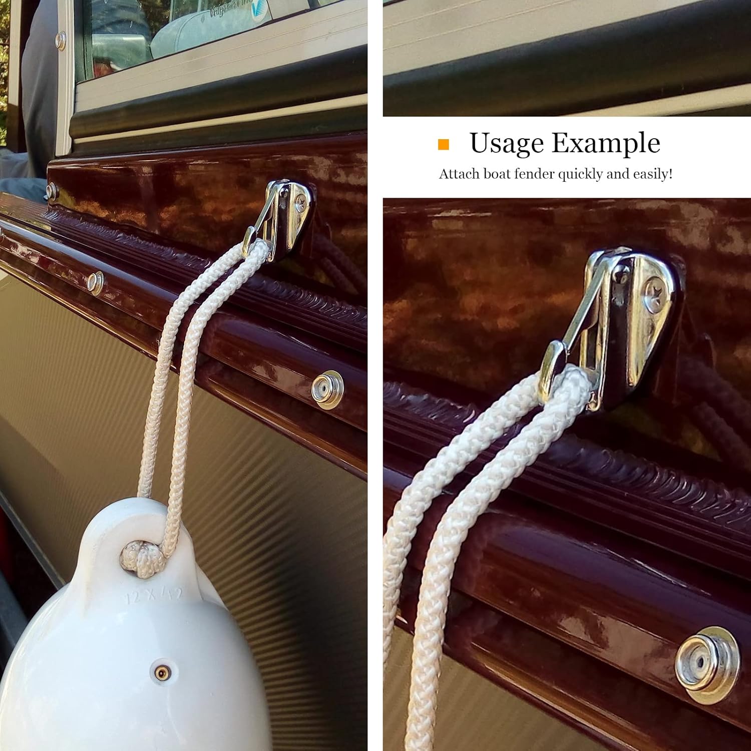AMYSPORTS Heavy Duty Fender Hook Screw Wall Hanging Staple Hanger Marine Fender Stainless SUS316 2pcs