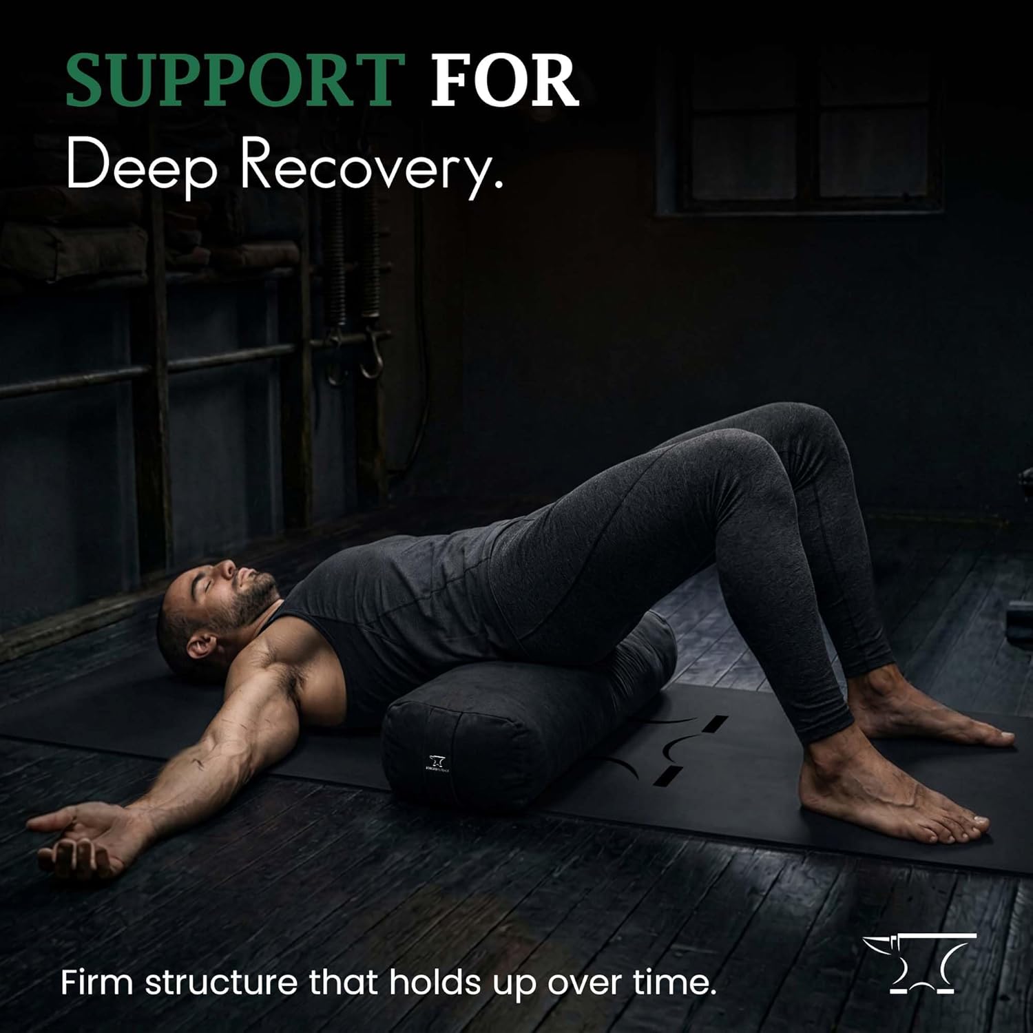 Men’s Yoga Bolster – Premium Support Cushion for Yoga, Meditation, and Restoration, Black