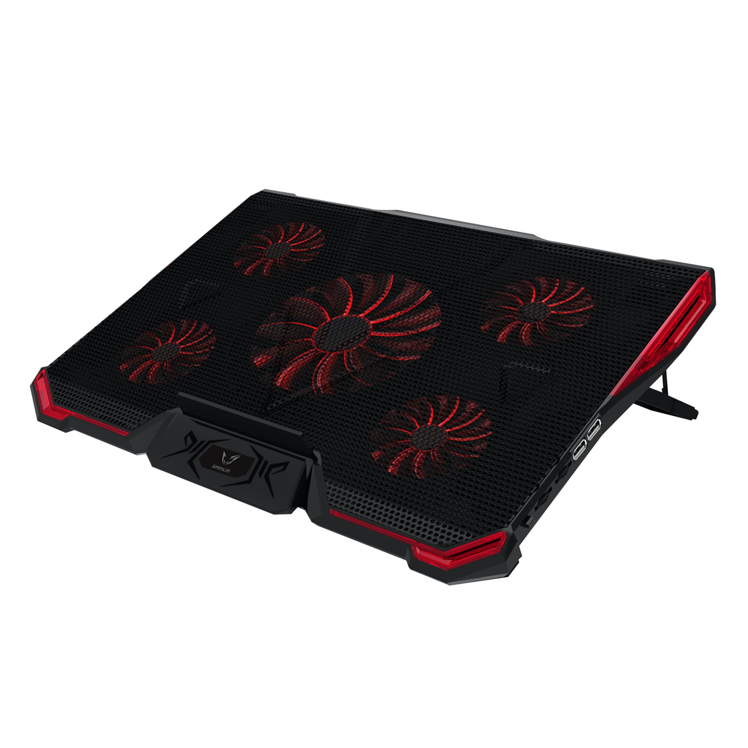 WE Gamium Refroidisseur Ordinateur Portable - Le Plus Puissant - Refroidissement Ultra Rapide - 5 Ventilateurs Ultra Silencieux - Refroidisseur PC Portable PS4 Xbox - Rouge et Noir