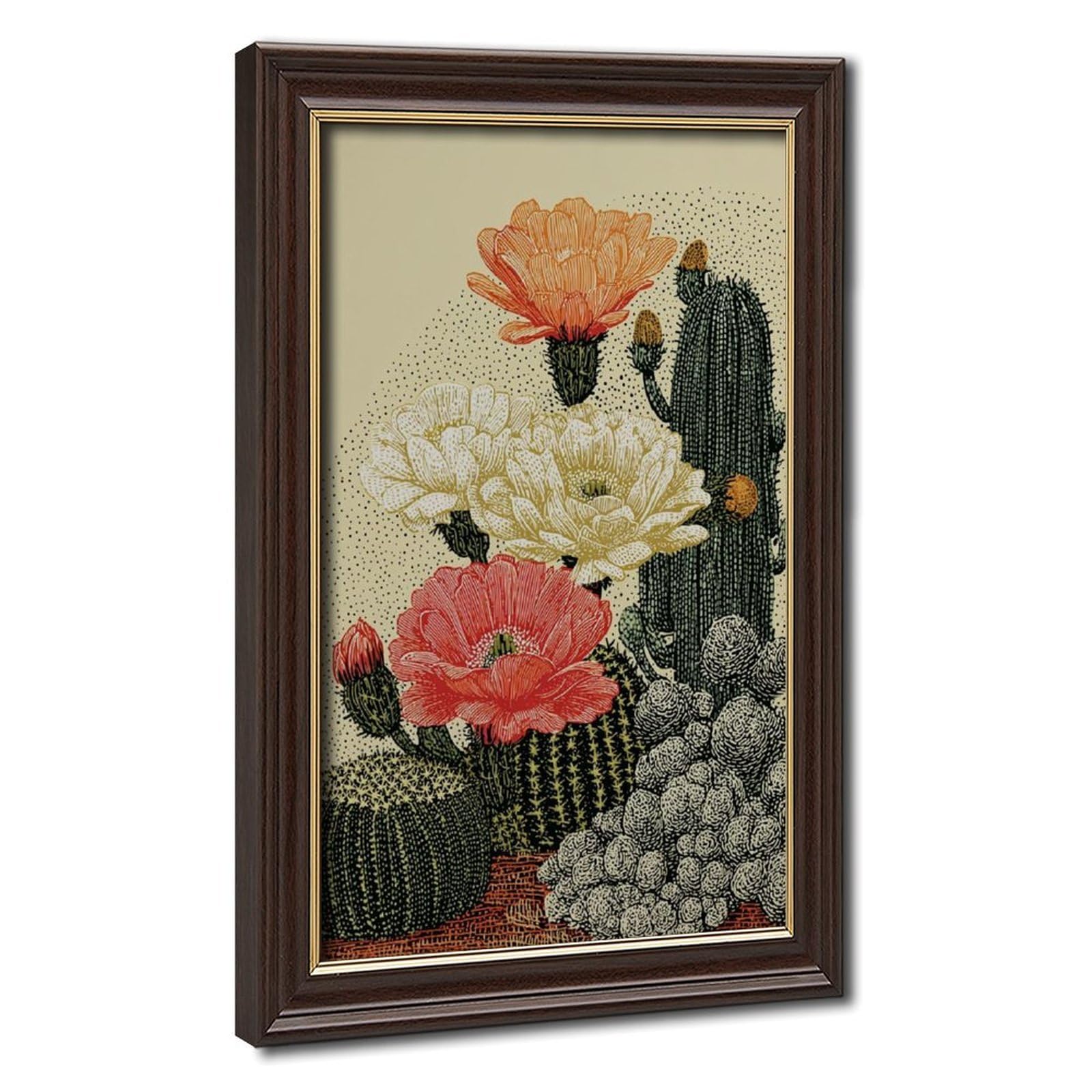 Pyberon Grey Blooming Cacti, Southwestern Desert Canvas Poster Bedroom Decor Landscape Office Room Decor Gift 24" L X 36" W