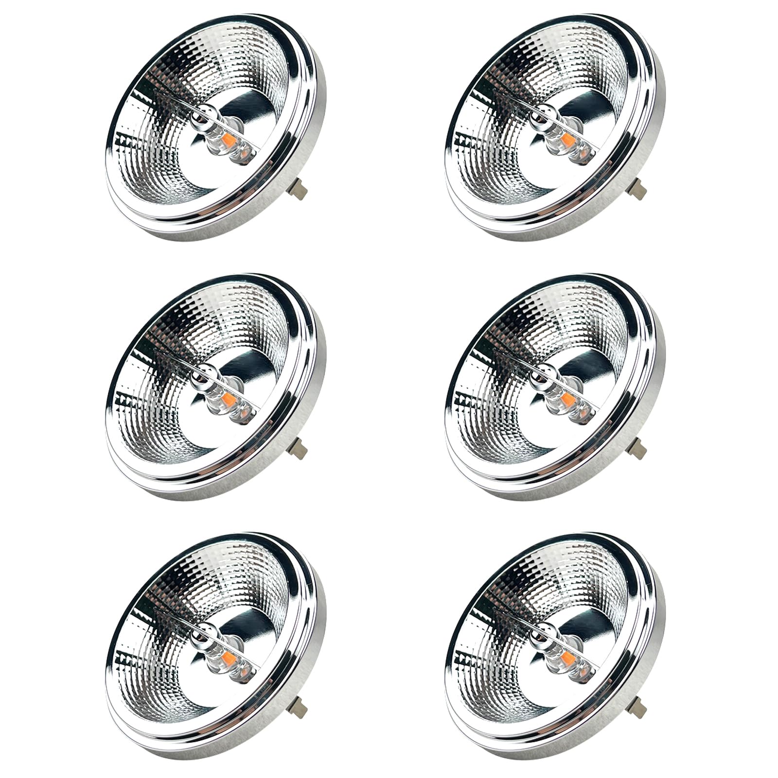 Lot de 6 Ampoules LED AR111 à réflecteur COB 12 W (équivalent 100 W) 1140 lumens, culot à vis G53, Ampoule AC/DC 12 V, Non Variable, 6 pièces